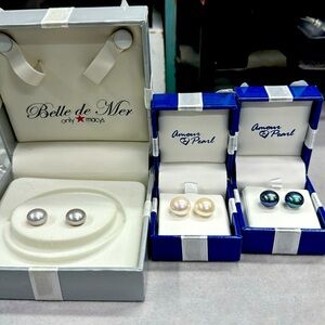 Three pairs of pearl earrings